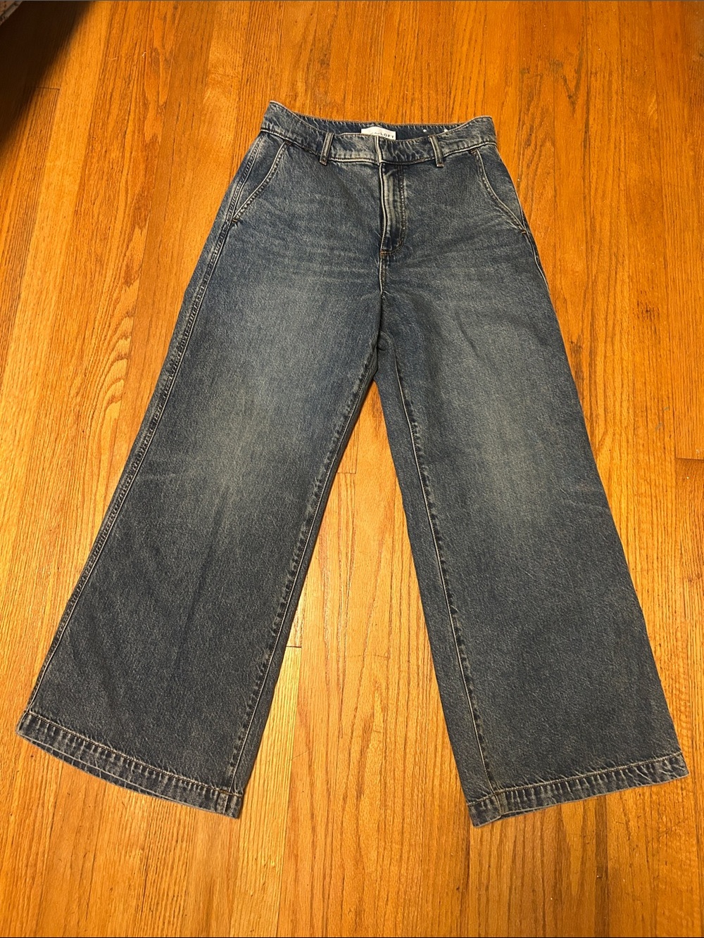 LOFT Wide-Leg Jeans in Dark Blue Denim